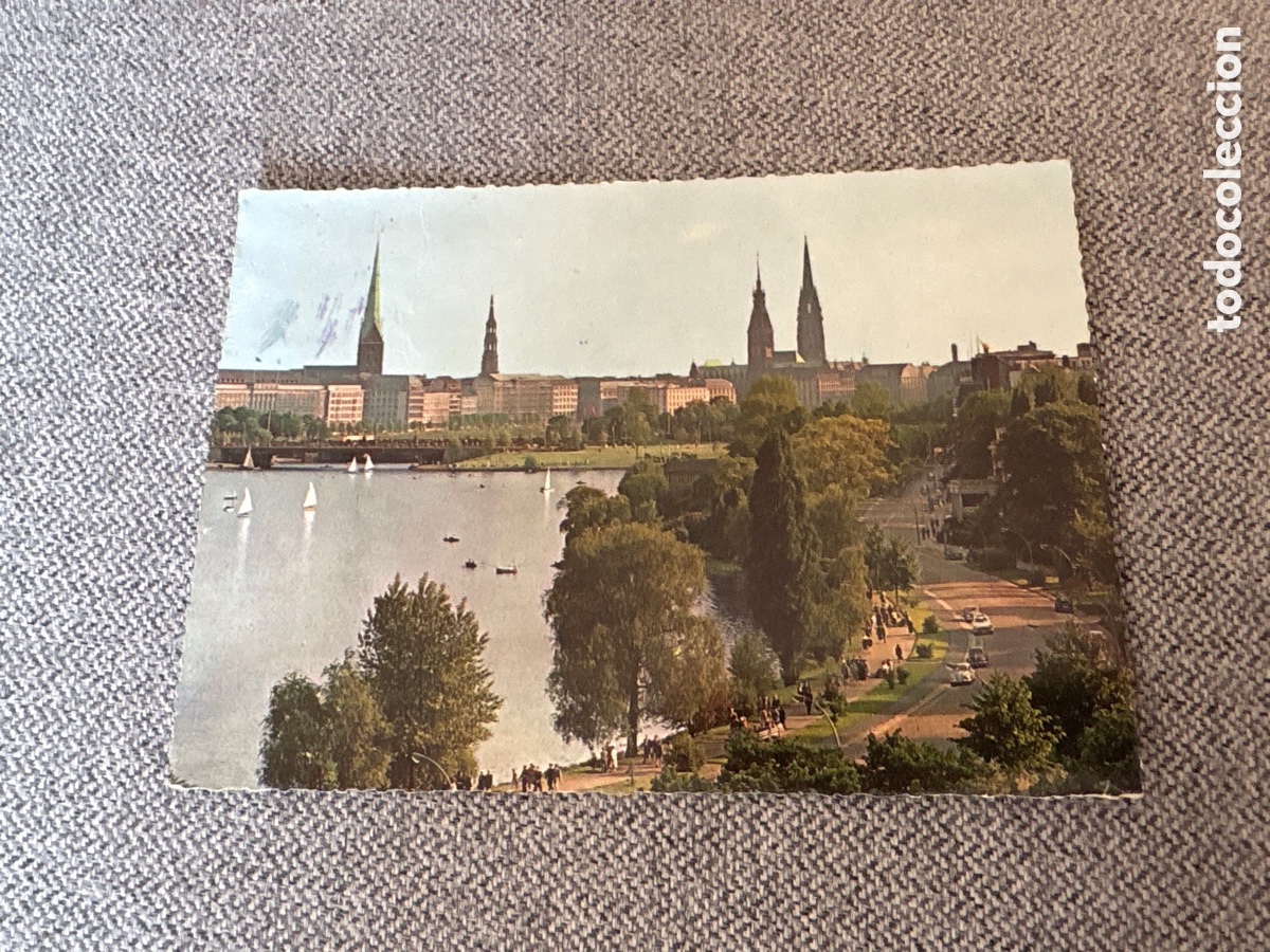 Postales: Postal Hamburgo. Alemania. Outer Alster Basin y riberas de la ciudad. 1954. Escrita. ASM