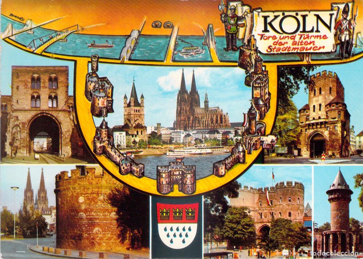 Cartoline: Postal Colonia (K&ouml;ln) M&uacute;ltiples Vistas Puertas y Torres Muralla Medieval