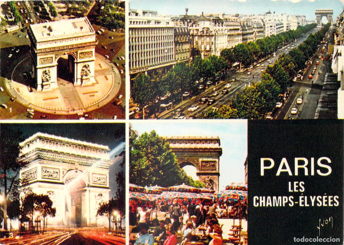 Postales: Postal Par&iacute;s Multivista: Arco del Triunfo y Avenida Campos El&iacute;seos. Ediciones Yvon