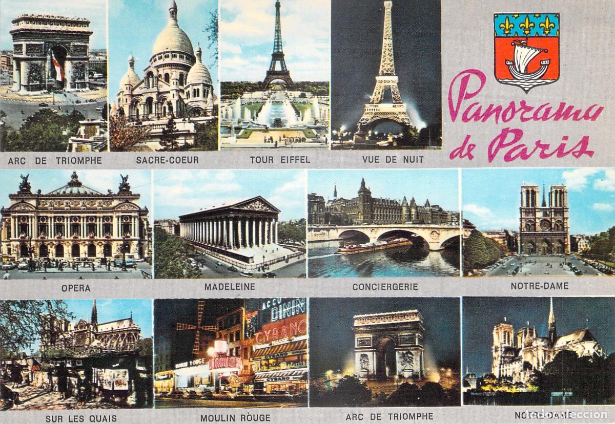 Postcards: Postal Panorama de Par&iacute;s: 12 Vistas, Torre Eiffel, Notre Dame, Arco del Triunfo
