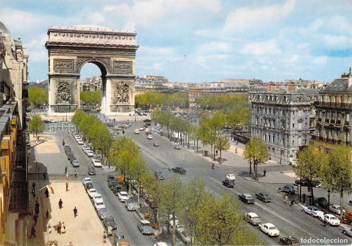 Postales: Postal Par&iacute;s Arco del Triunfo y Campos El&iacute;seos, Vista A&eacute;rea, Francia.