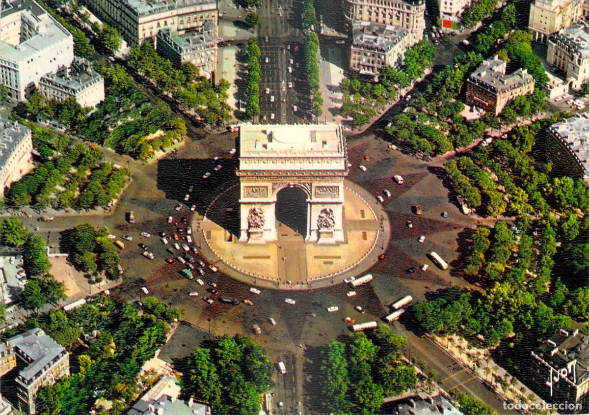 Postales: Postal Par&iacute;s Arco del Triunfo Vista A&eacute;rea Place Charles-de-Gaulle Croma