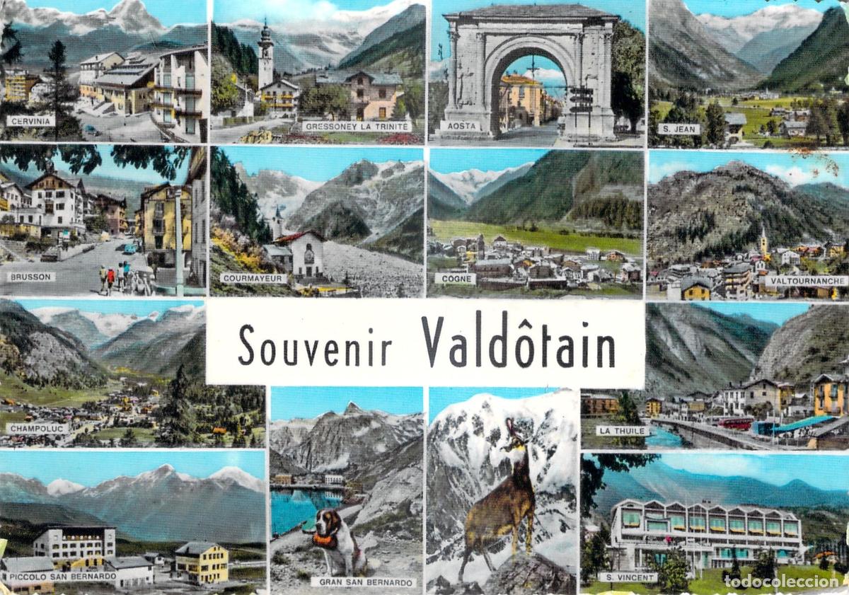 Postkarten: Postal M&uacute;ltiple de Valle de Aosta Italia. Vistas de Cervinia y Courmayeur.
