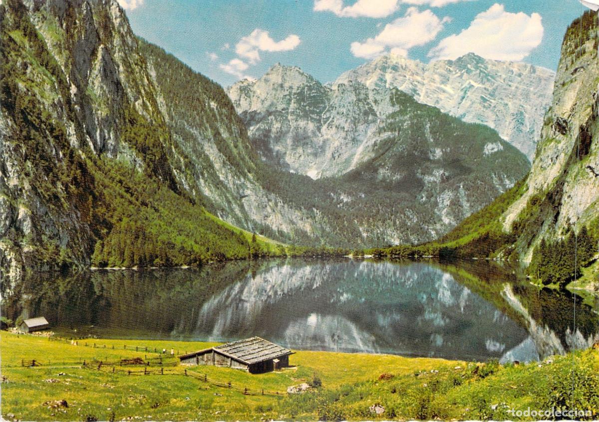 Postais: Postal Obersee y Watzmann Ostwand, Berchtesgaden, Paisaje de los Alpes B&aacute;varos