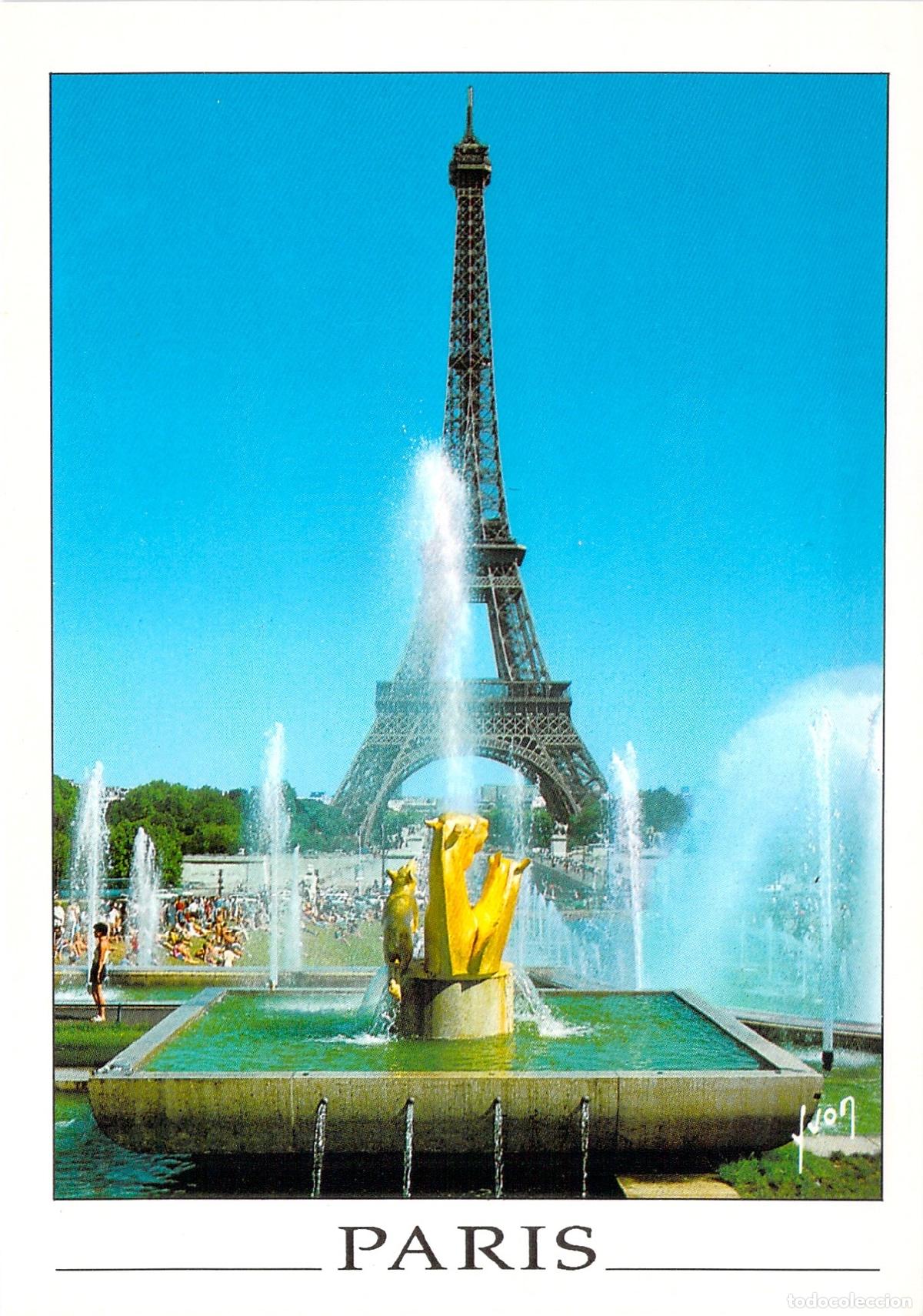 Postales: Postal de La Torre Eiffel en Par&iacute;s, Francia - Vista de la fuente