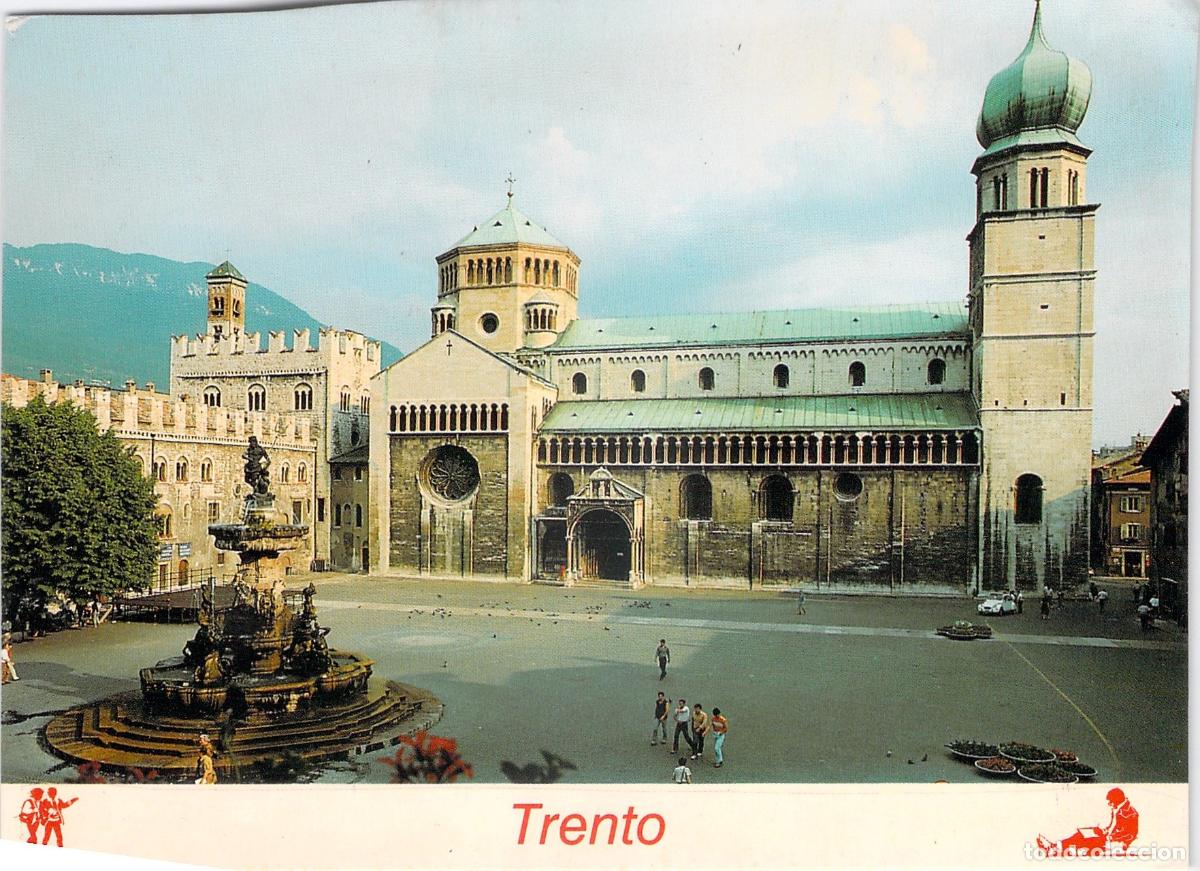 Postales: Postal Trento Italia - Piazza Duomo, Catedral San Vigilio y Fuente de Neptuno