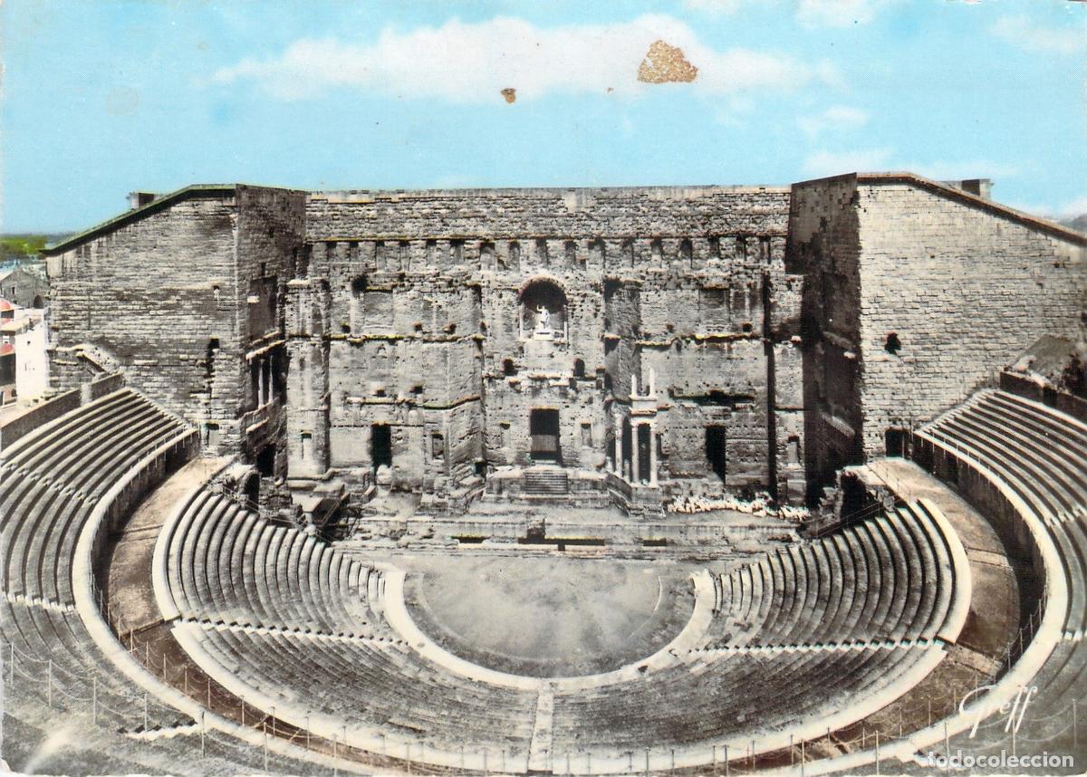 Postcards: Postal Teatro Antiguo de Orange, Vaucluse, Francia. Ruinas Romanas