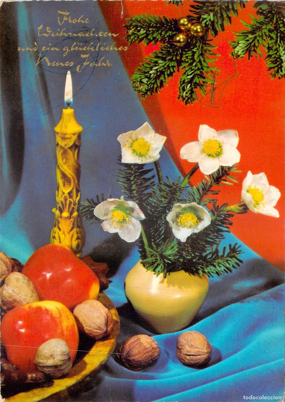 Postkarten: Postal Alemana Lorsch Navidad Bodeg&oacute;n Vela Helleborus Nuez Franqueda