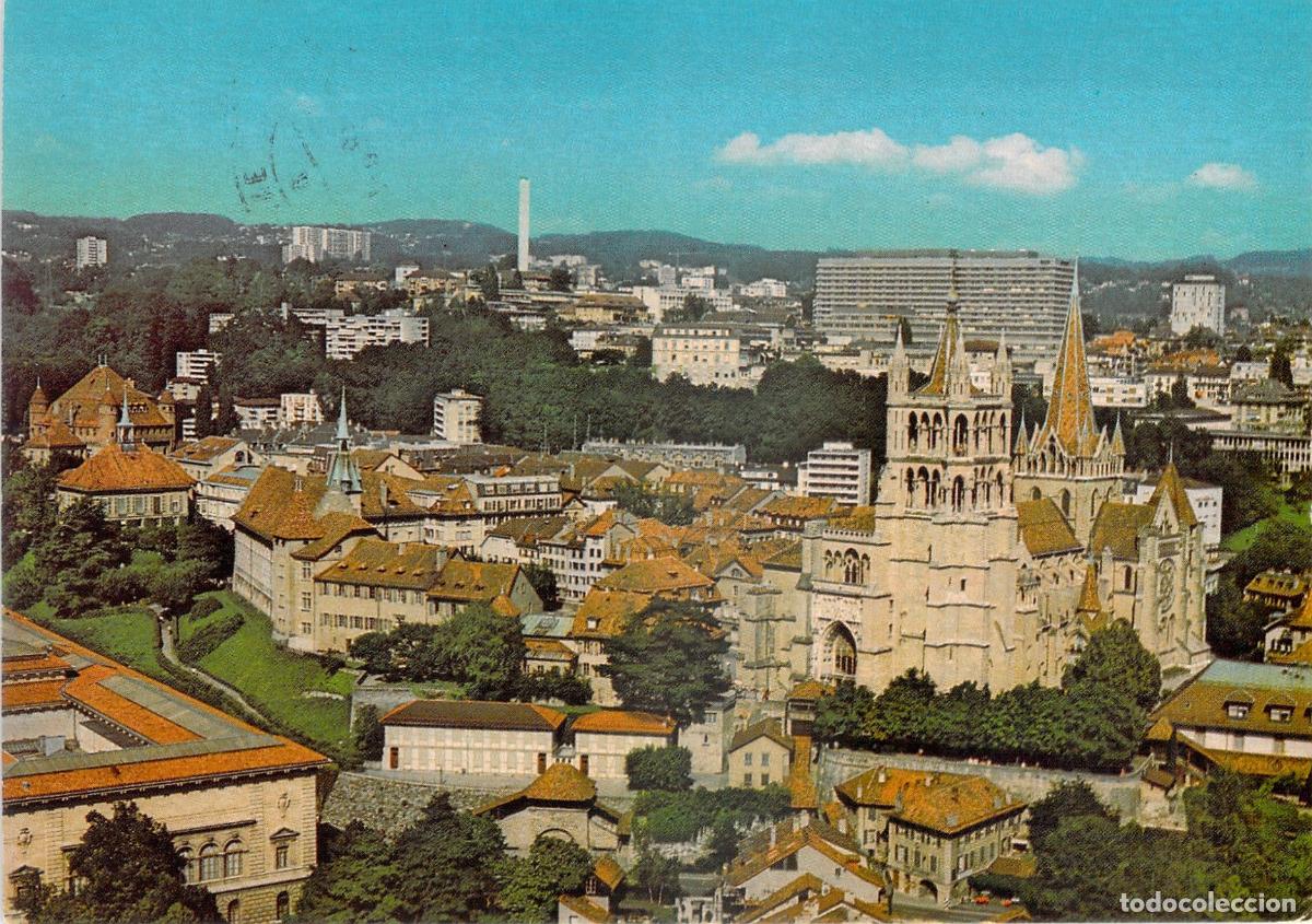 Postkarten: Postal Lausanne Suiza - Vista Panor&aacute;mica con Catedral - Edici&oacute;n PERROCHET