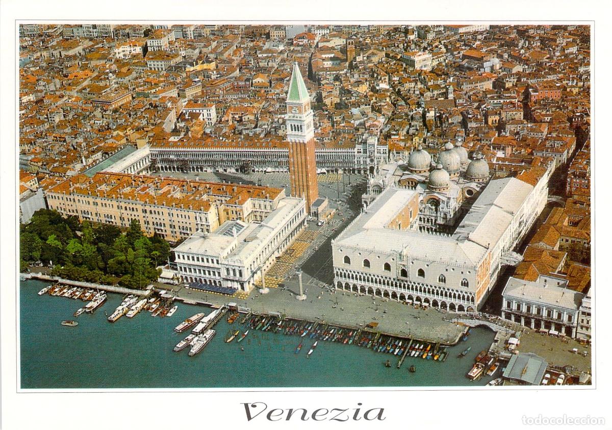 Cartoline: Postal Venecia Vista A&eacute;rea Piazza San Marco, Palacio Ducal y Campanile, Italia