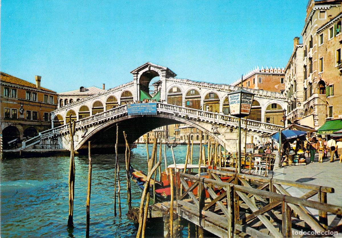 Cartoline: Postal Italia: El Gran Canal y el famoso Puente de Rialto, Venecia