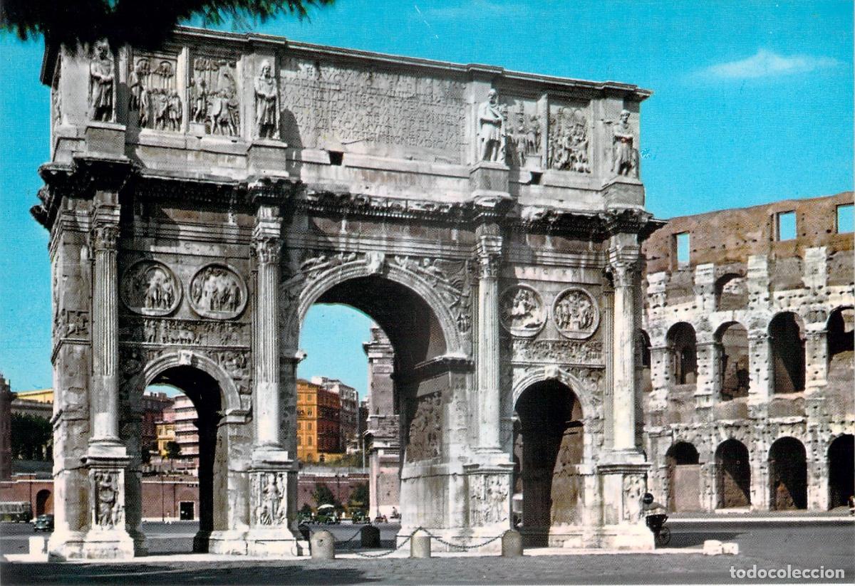 Cartes Postales: Postal Arco de Constantino y Coliseo en Roma, Italia