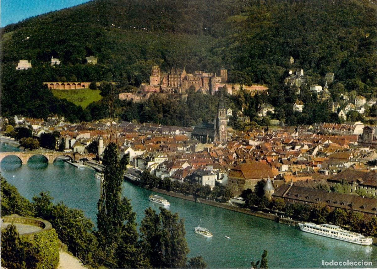 Cartoline: Postal Heidelberg, Alemania - Vista del Castillo y Puente Viejo desde el Philosophenweg