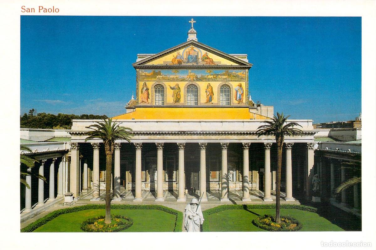 Cartes Postales: Postal Roma Bas&iacute;lica de San Pablo Extramuros, Fachada y Quadriportico