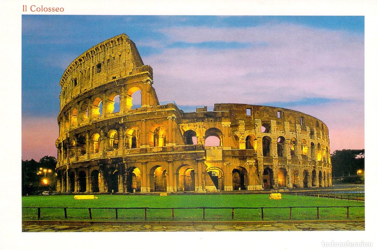 Postkarten: Postal ROMA Coliseo Il Colosseo al Atardecer Paisaje Nocturno