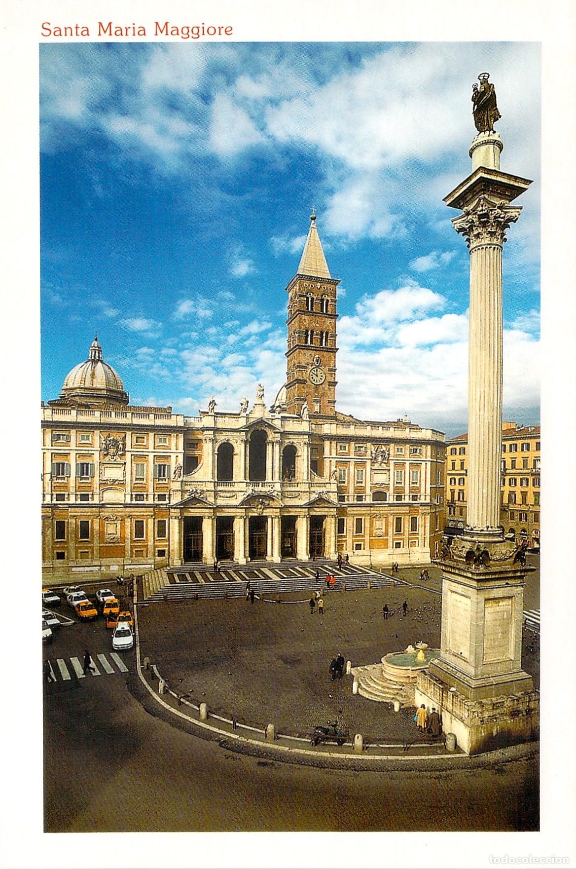 Postcards: Postal de la Bas&iacute;lica Santa Mar&iacute;a Mayor y Columna, Vista Exterior, Roma, Italia