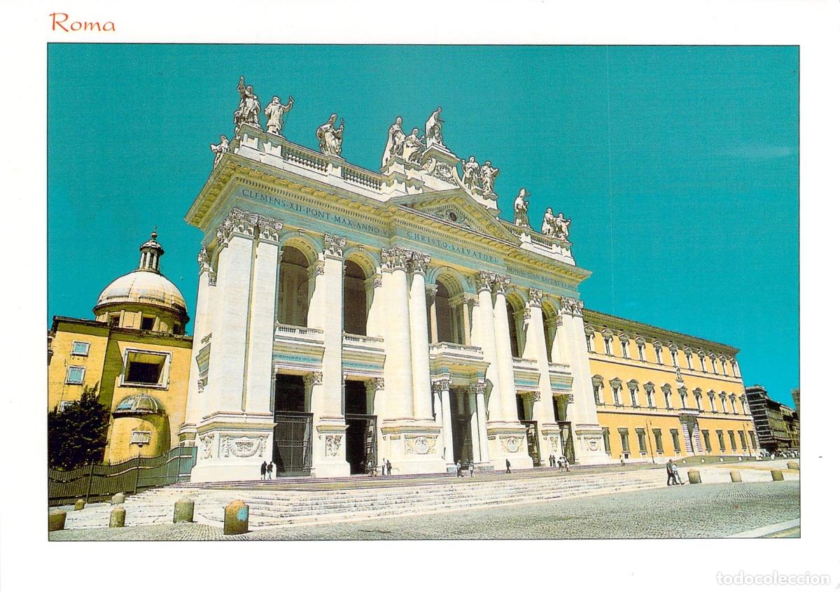 Cartes Postales: Postal Roma Fachada Bas&iacute;lica de San Juan de Letr&aacute;n Arquitectura Religiosa.