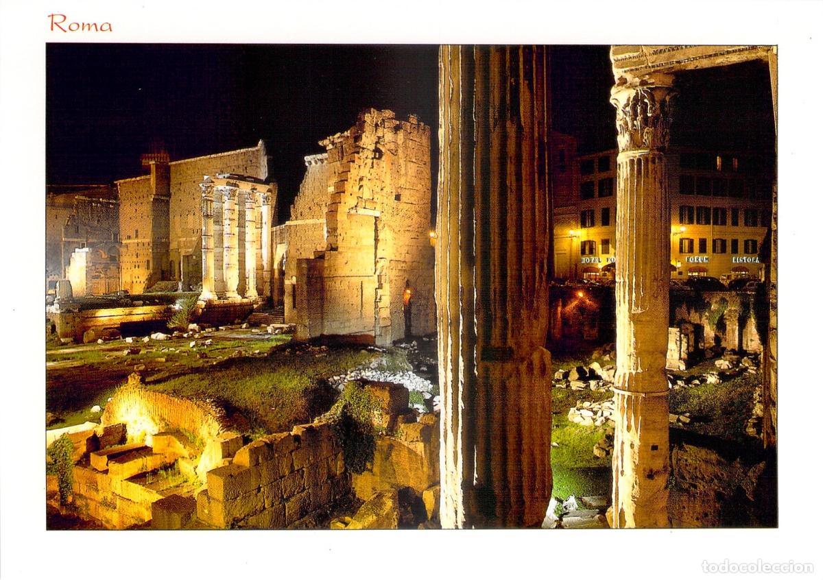 Postcards: Postal Foros Imperiales Roma, Ruinas Romanas, Arquitectura Nocturna