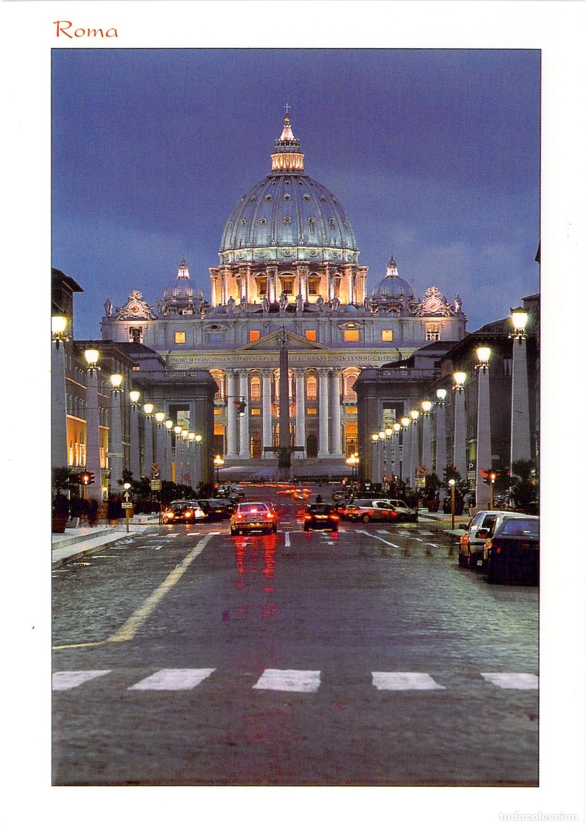 Cartes Postales: Postal ROMA: Vista nocturna de la Bas&iacute;lica de San Pedro, Ciudad del Vaticano