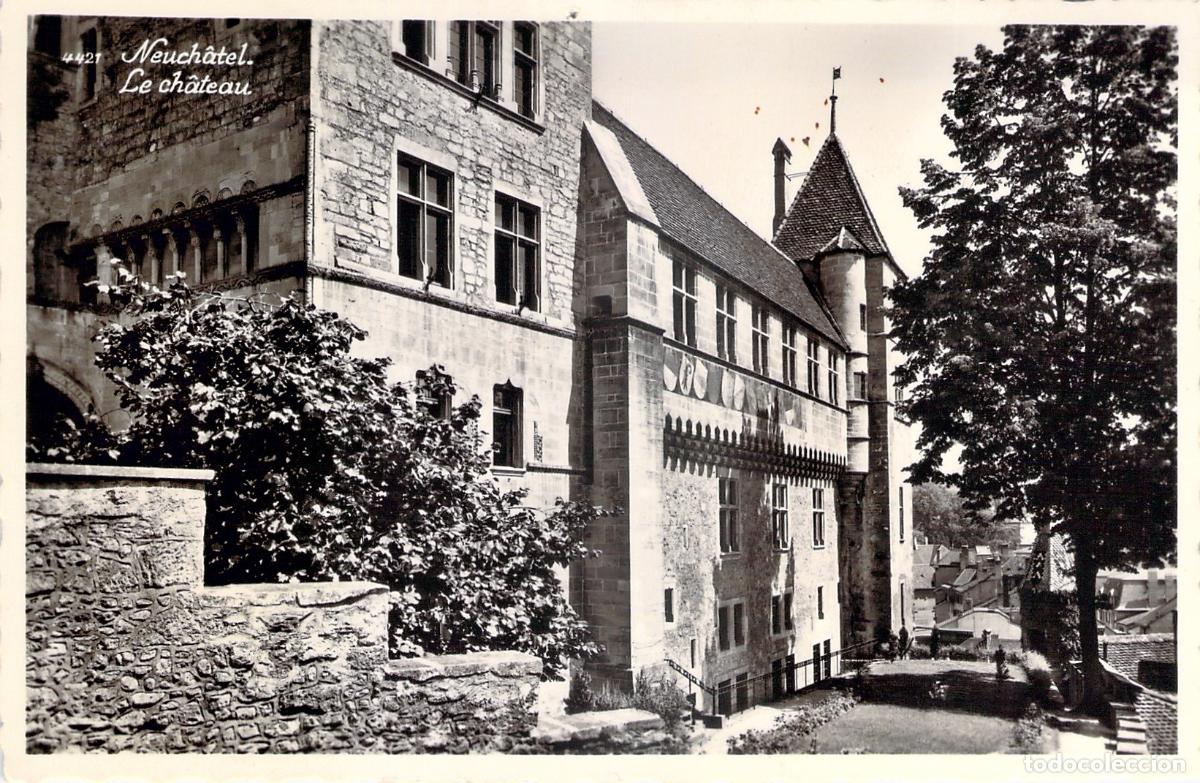 Cartes Postales: Postal Neuch&acirc;tel Suiza - Vista del Castillo (Le Ch&acirc;teau) - Fotograf&iacute;a B&N