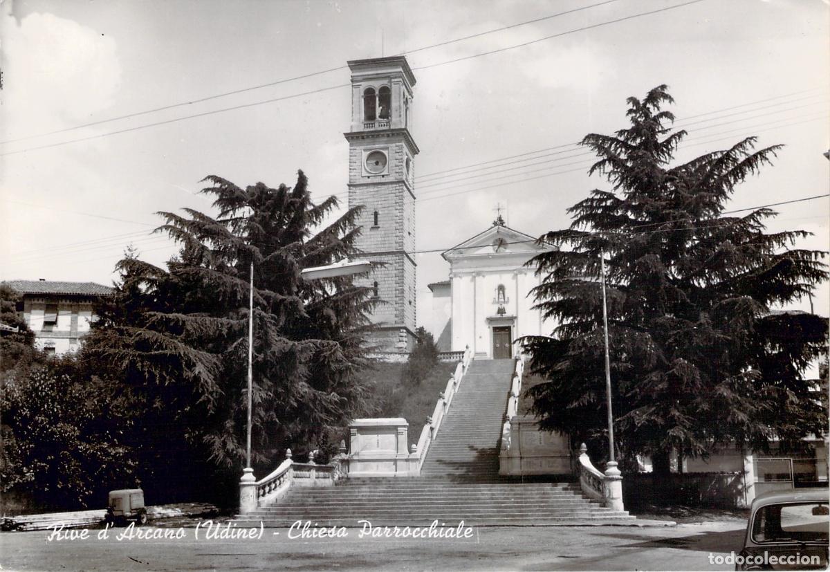 Postkarten: Postal Rive d'Arcano (Udine) - Iglesia Parroquial y Escaleras - Italia