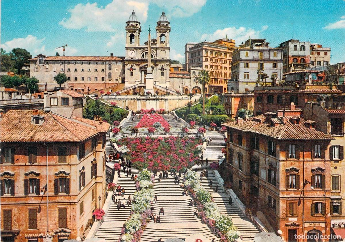 Cartes Postales: Postal Roma: Piazza di Spagna y Scalinata de Trinit&agrave; dei Monti (Color)