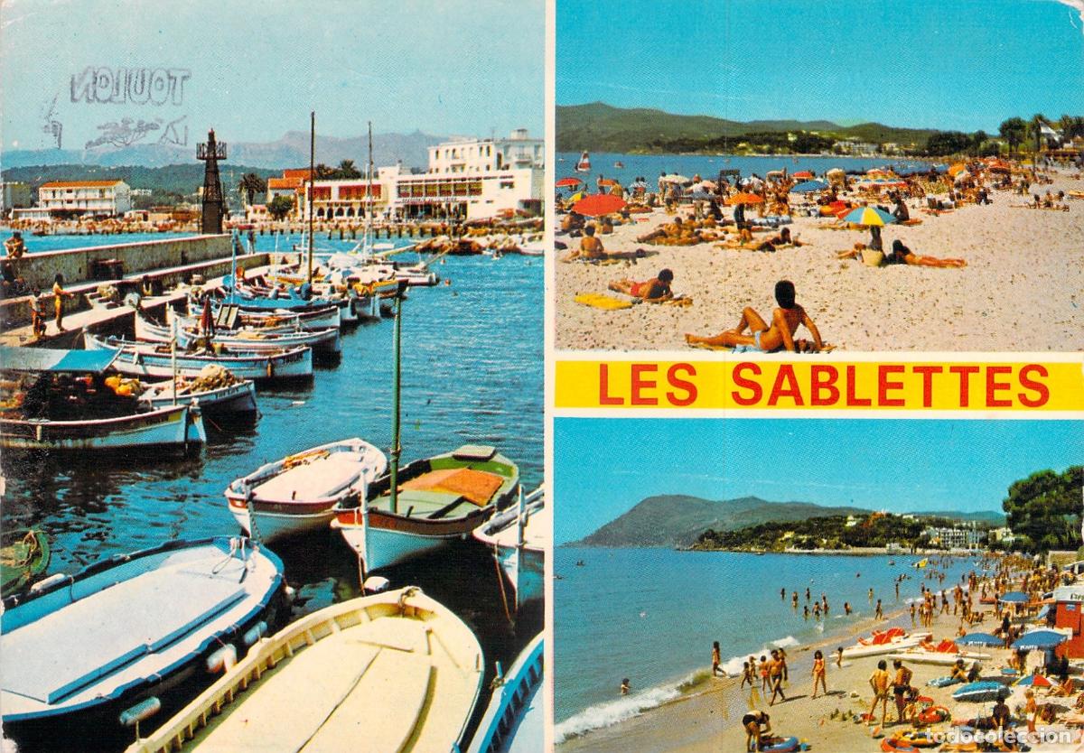 Postales: Postal de Les Sablettes, Toulon, Francia - Playa y Puerto - Costa Azul