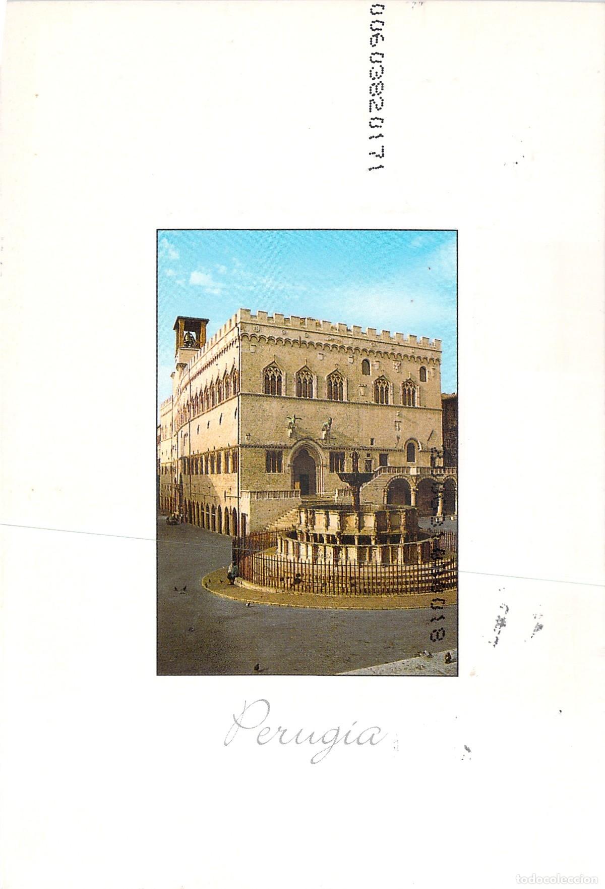 Postcards: Postal Perugia, Italia - Fontana Maggiore y Palazzo dei Priori, Vista Cl&aacute;sica