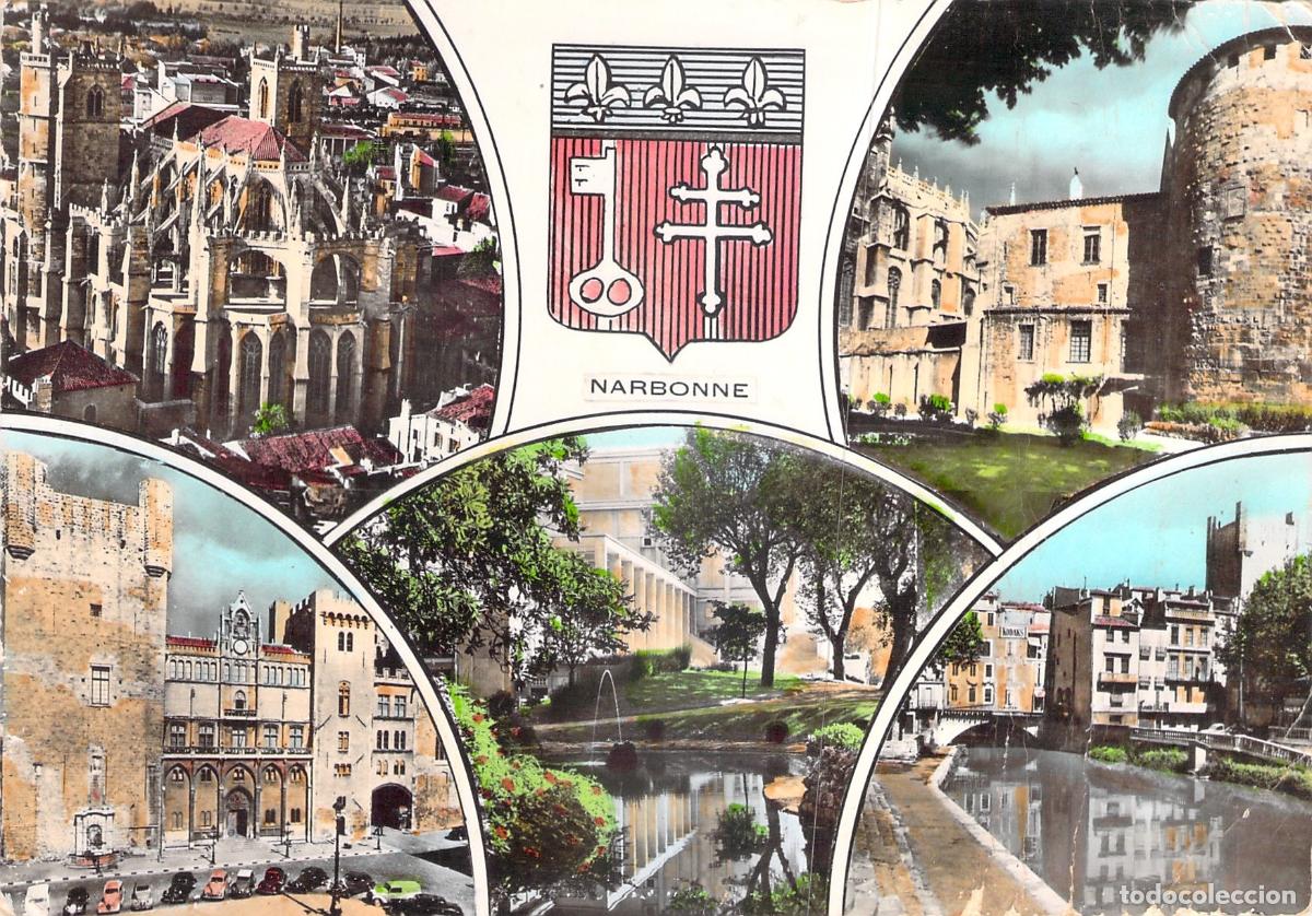 Cartoline: Postal Narbona Aude Francia Vistas M&uacute;ltiples Catedral Palacio Arzobispal