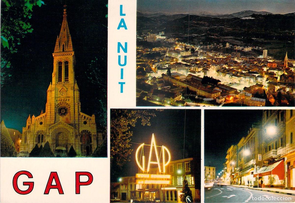 Cartoline: Postal de Gap, Francia (Hautes-Alpes). Vistas Nocturnas y Catedral Iluminada.