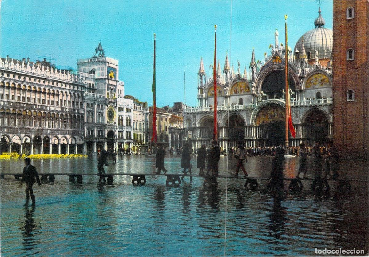 Postais: Postal Piazza San Marco Venecia Acqua Alta Inundaci&oacute;n Marea Alta Arquitectura