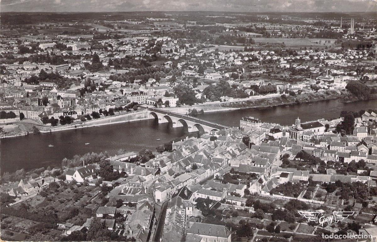 Cartes Postales: Postal de Bergerac (Dordo&ntilde;a) Francia - Vista A&eacute;rea del R&iacute;o y Puente