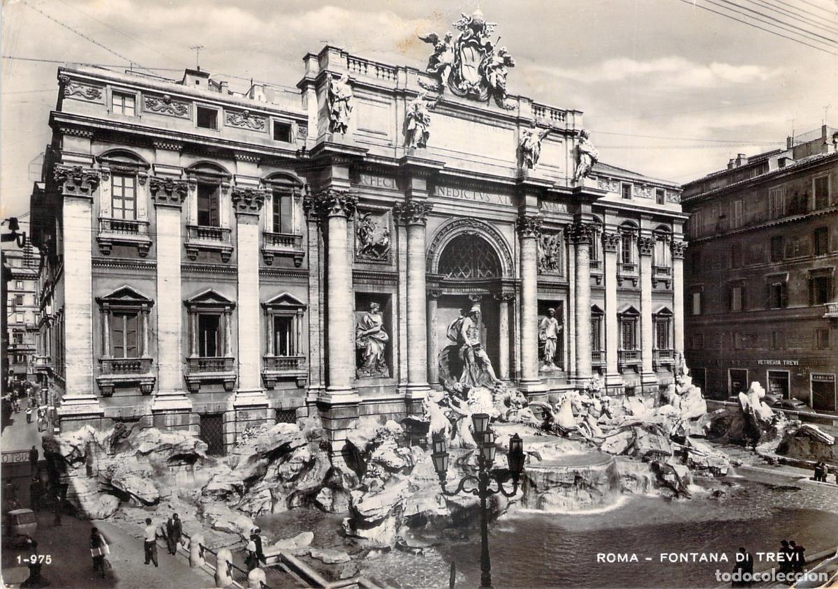 Cartoline: Postal Fotogr&aacute;fica Roma Fontana di Trevi, Gran Vista Arquitect&oacute;nica, Italia