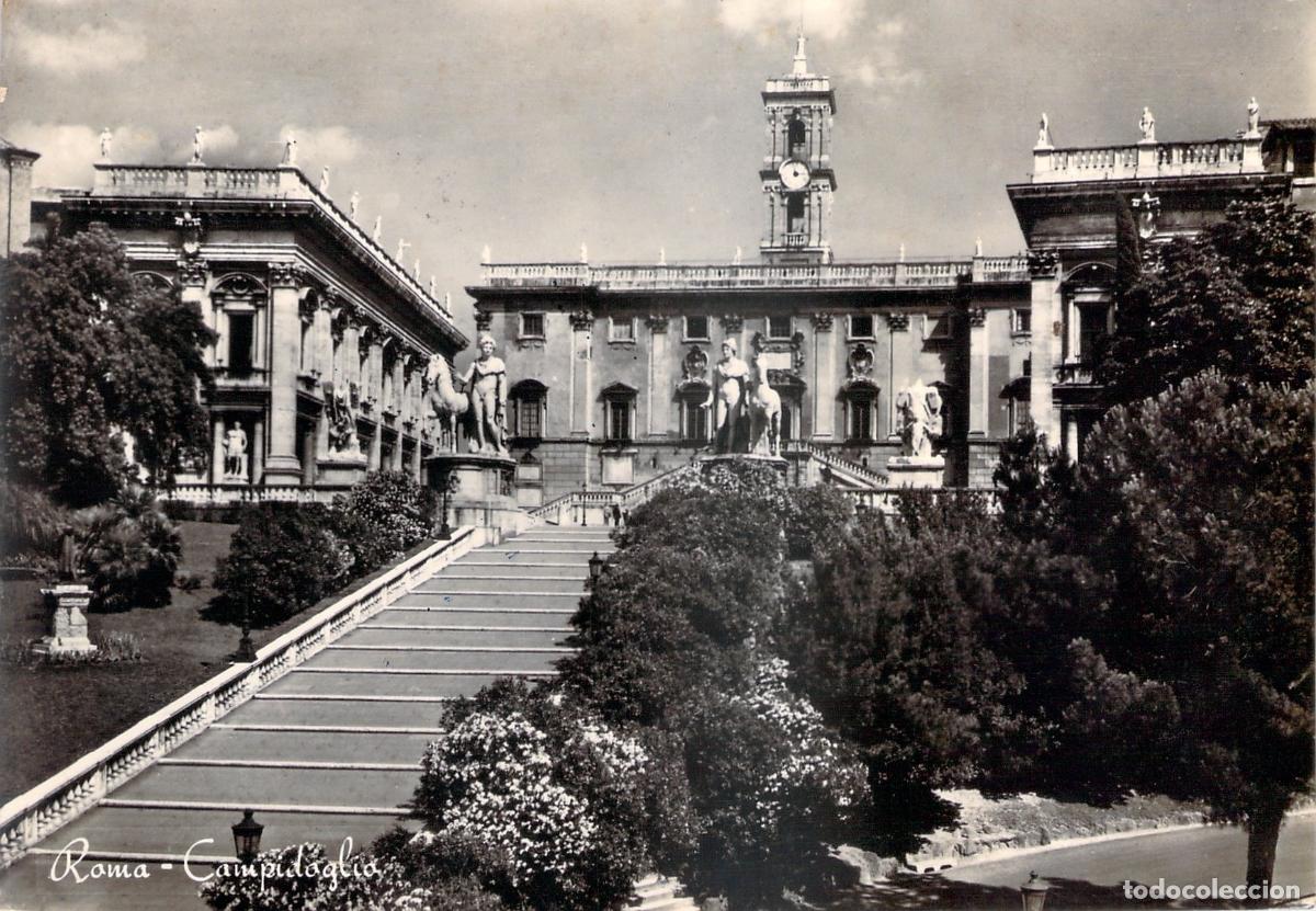 Cartoline: Postal Roma Campidoglio, Vista de la Cordonata y Plaza, Arquitectura Italiana