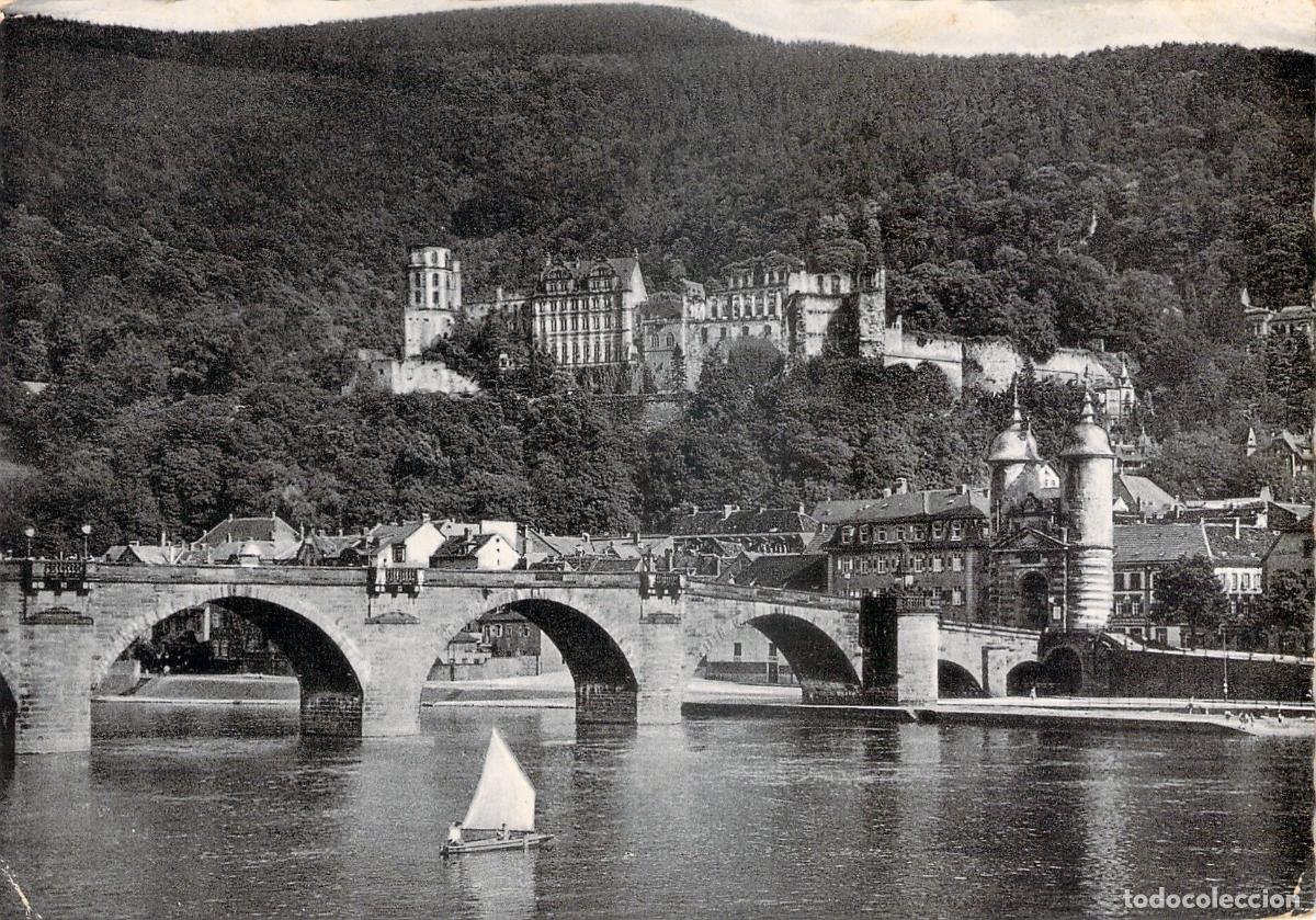 Postais: Postal Heidelberg: Puente Antiguo Alte Neckarbr&uuml;cke y Castillo (Schloss), Alemania.