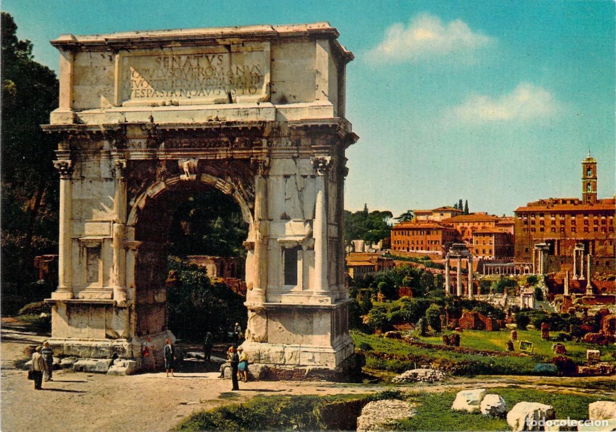 Postkarten: Postal Arco de Tito y Foro Romano, Vista Panor&aacute;mica, Roma, Italia