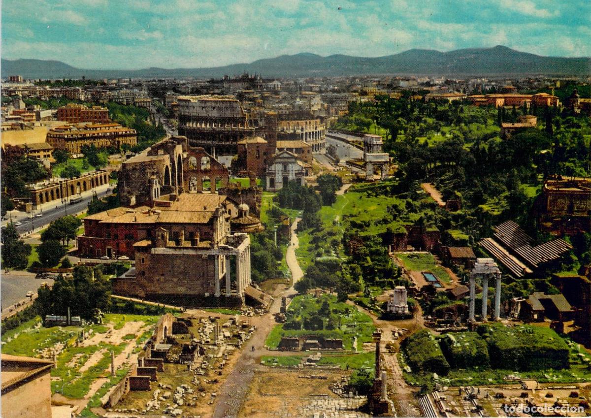 Postkarten: Postal Roma Panorama A&eacute;reo Foro Romano y Ruinas del Imperio Antiguo