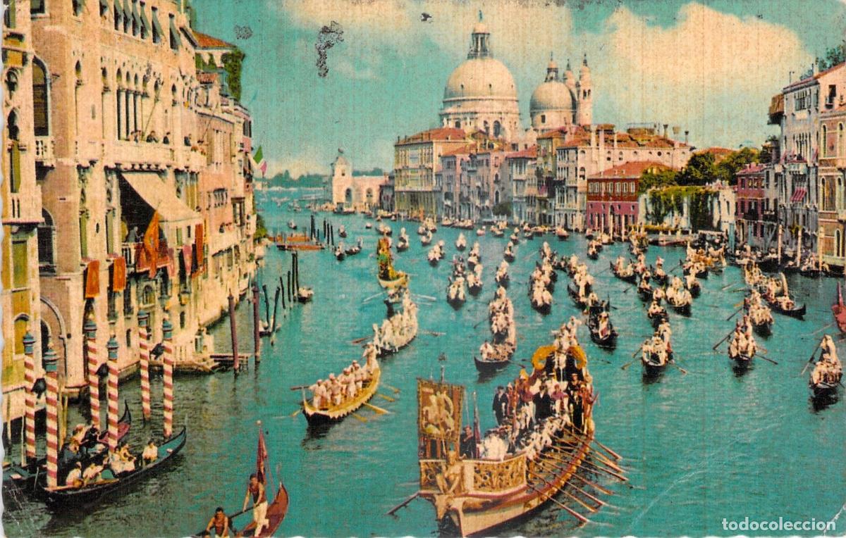 Cartoline: Postal Venecia, Canal Grande y Regata Hist&oacute;rica, Desfile de Barcos Ceremoniales