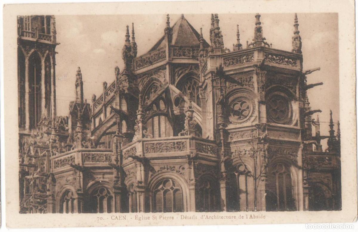 Postkarten: Postal principios del XX- Iglesia de San Pedro- Caen-Francia-sin circular-