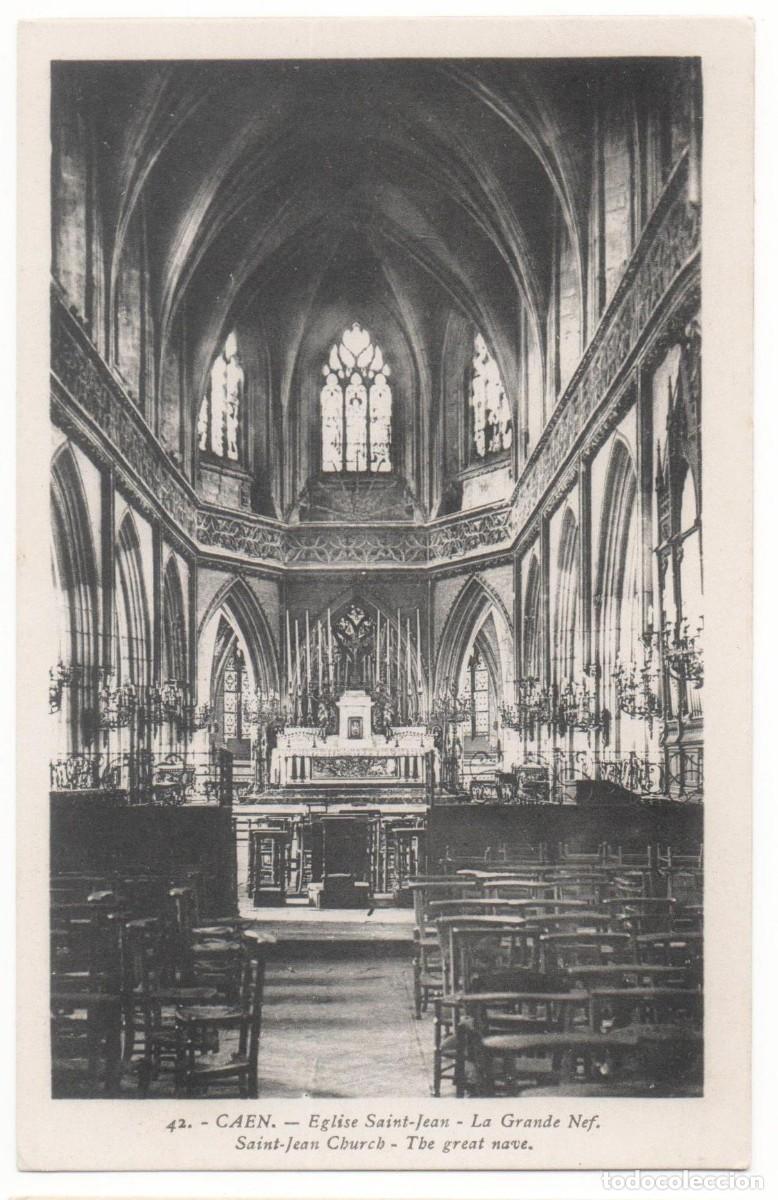 Postkarten: Postal principios del XX- Iglesia de San Juan-Caen-Francia-sin circular-