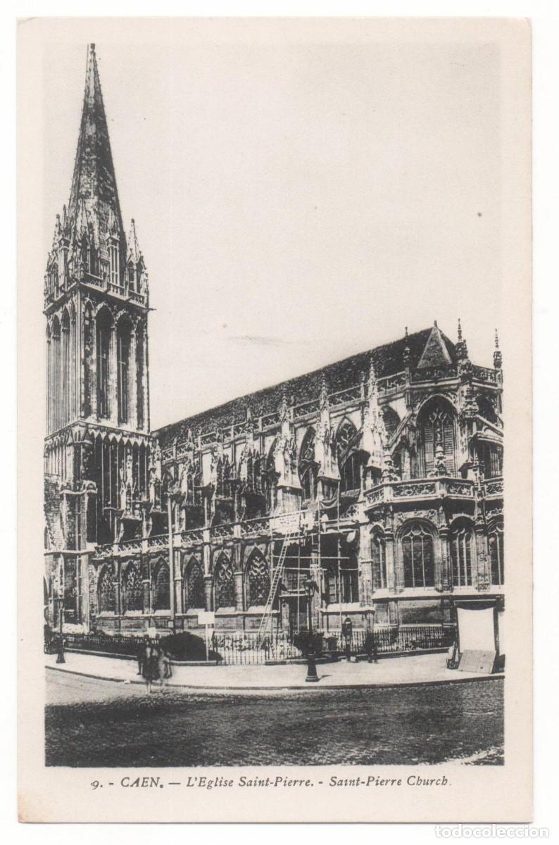 Cartoline: Postal principios del XX- Iglesia de San Pedro-Caen-Francia-sin circular-