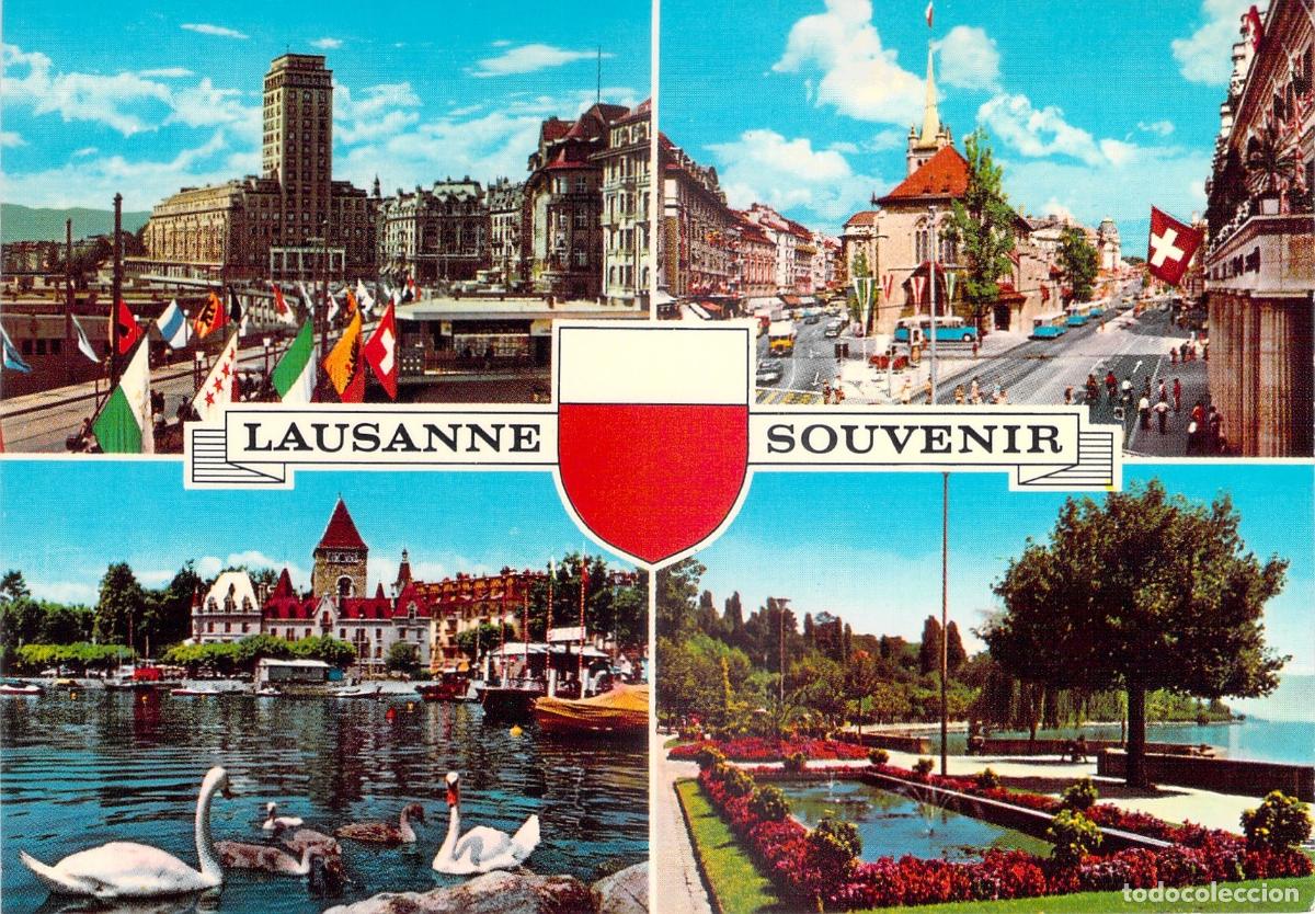 Postkarten: Postal Panor&aacute;mica de Lausanne Suiza, Cant&oacute;n de Vaud, Vistas M&uacute;ltiples