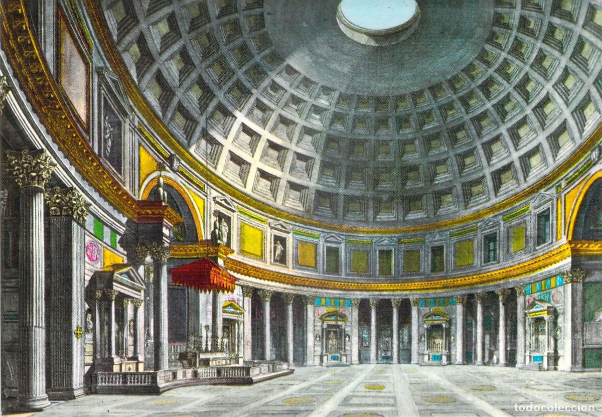 Cartes Postales: Postal Interior del Pante&oacute;n de Roma, Italia. Monumento Hist&oacute;rico y C&uacute;pula.