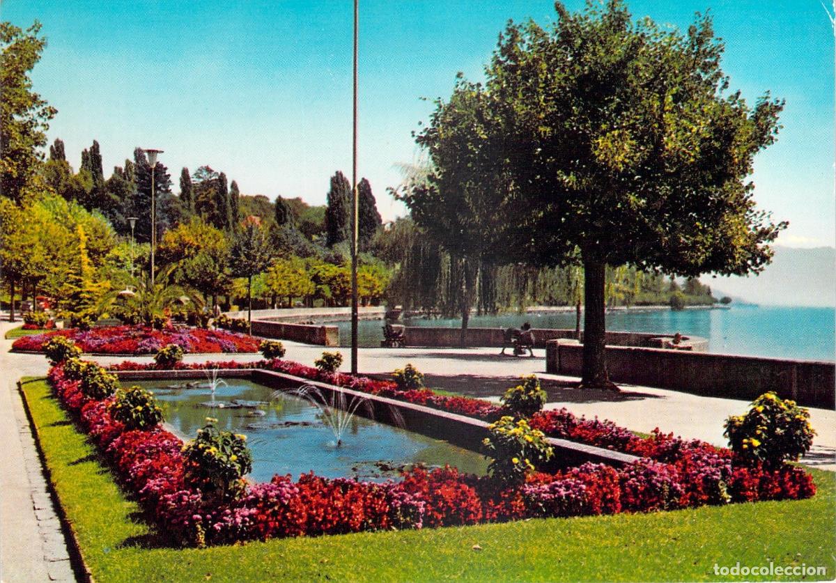 Postkarten: Postal LAUSANNE, Suiza &ndash; Jardines y Muelle de Ouchy, Lago L&eacute;man