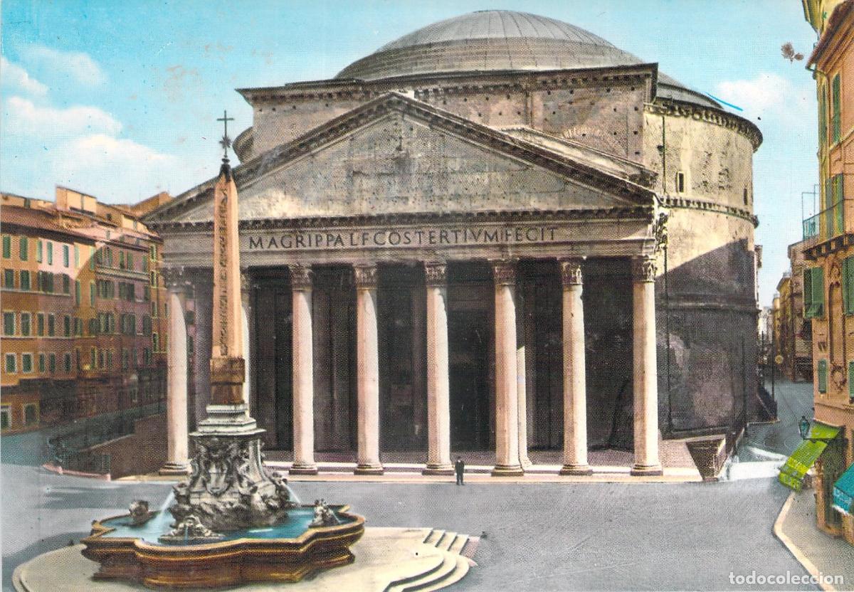 Postkarten: Postal El Pante&oacute;n de Roma, Piazza della Rotonda, Arquitectura Romana