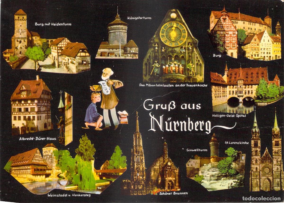 Postkarten: Postal N&uacute;remberg Multi-vista Arquitectura Medieval Alemania Franqueada
