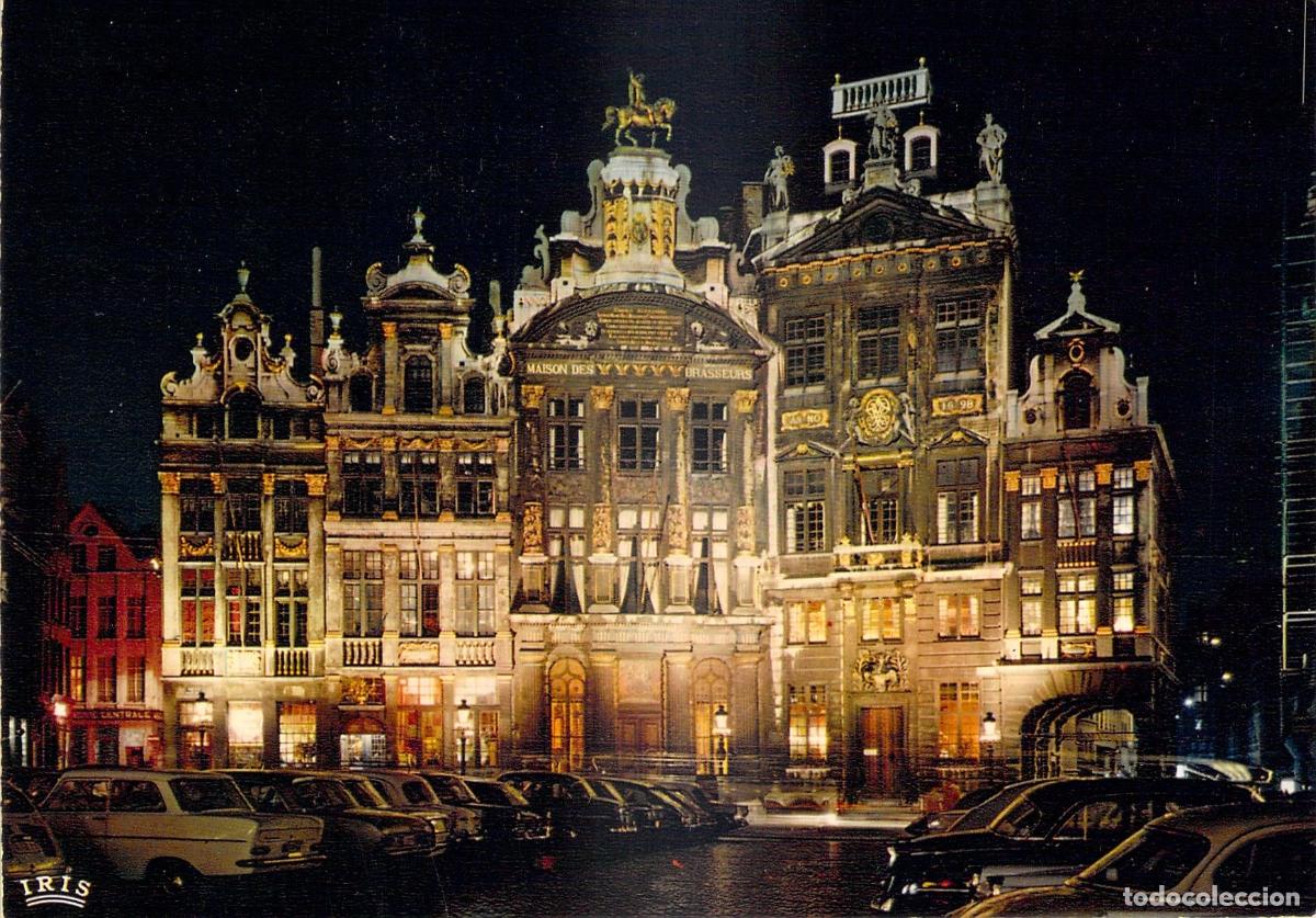 Postkarten: Postal Bruselas B&eacute;lgica - Iluminaci&oacute;n Nocturna Grand Place, Casas Gremiales