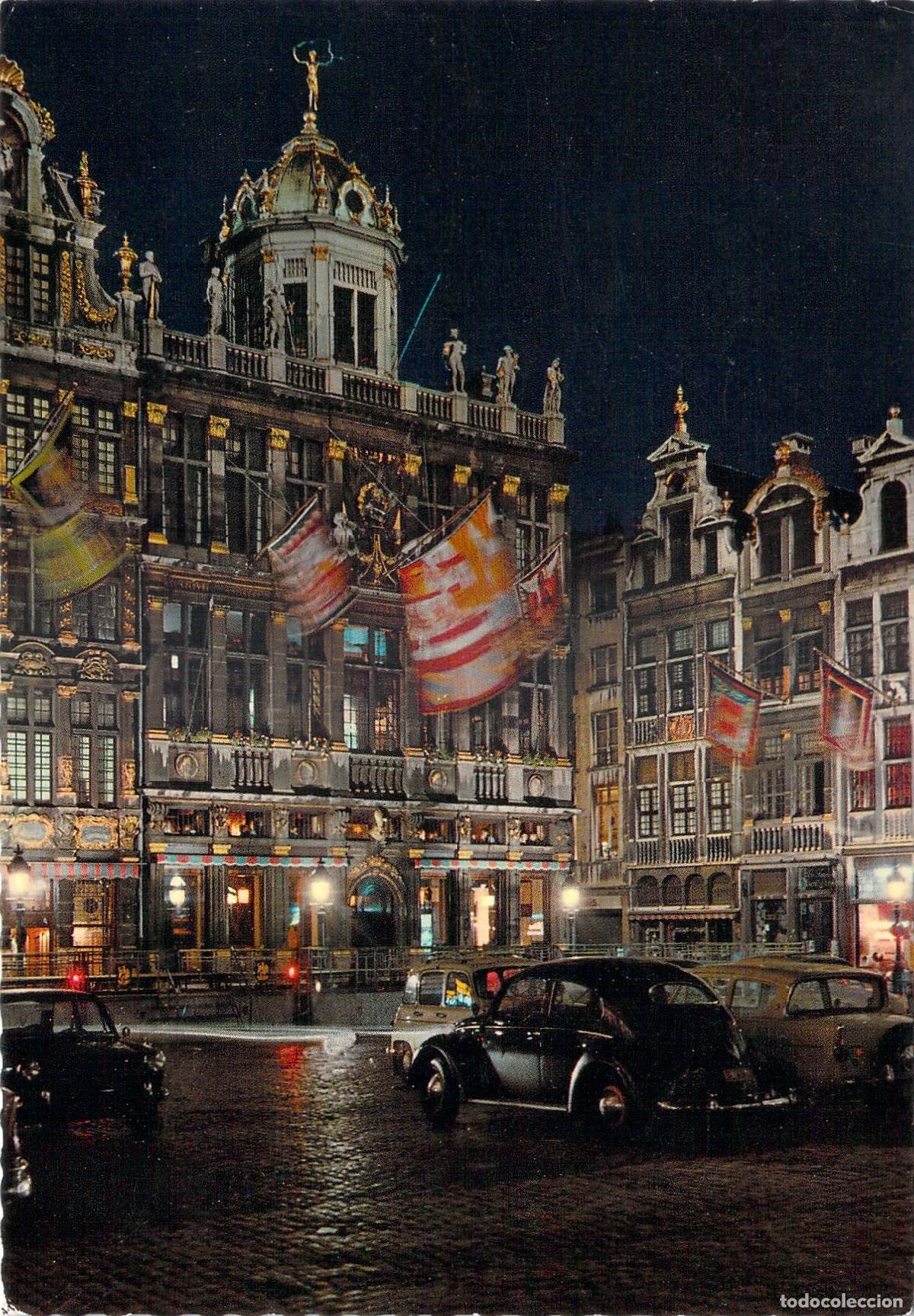 Postkarten: Postal Bruselas Grand Place de Noche Grote Markt B&eacute;lgica