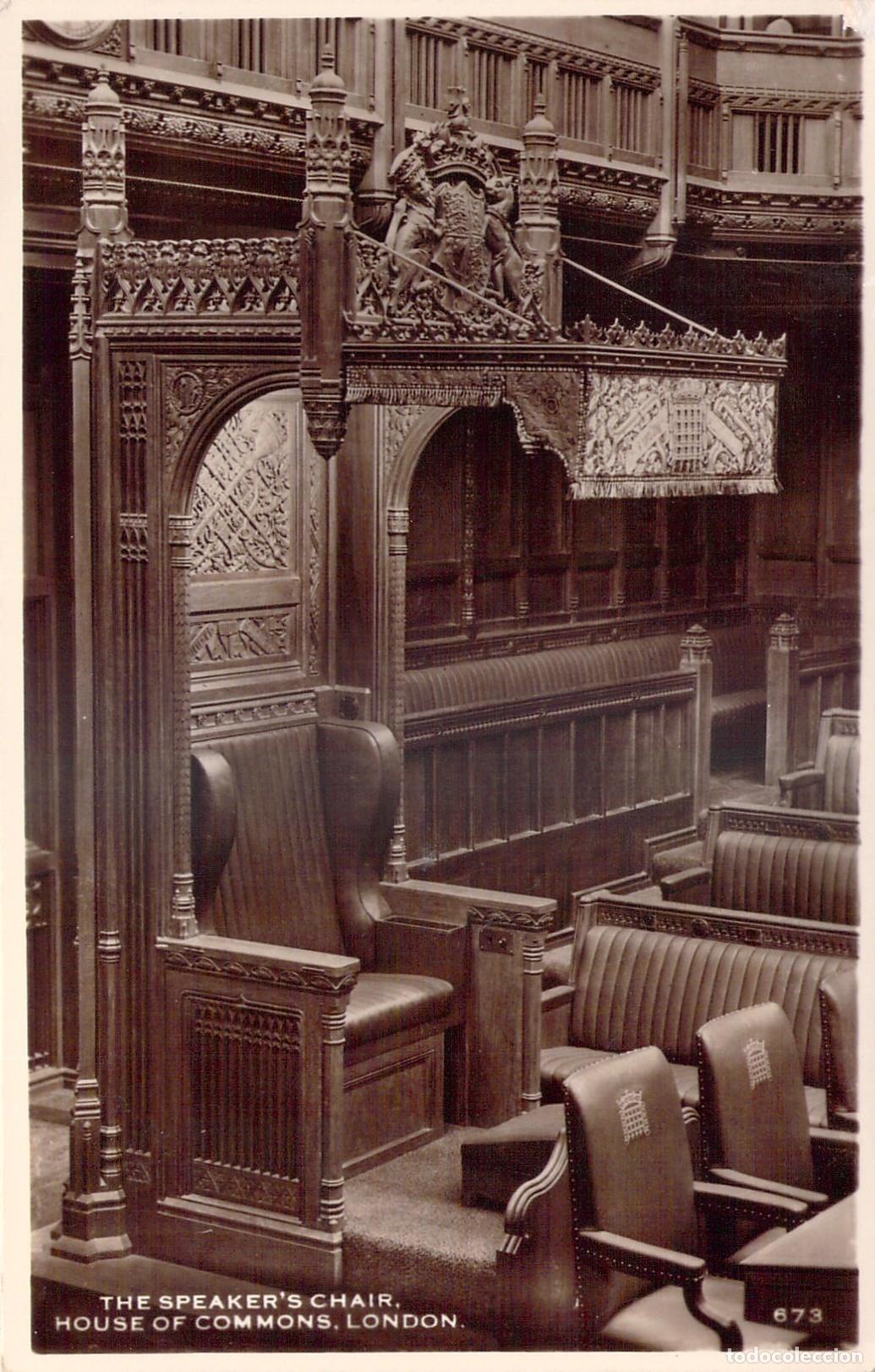 Cartoline: Postal Londres Silla del Speaker, C&aacute;mara de los Comunes, Fotograf&iacute;a Original