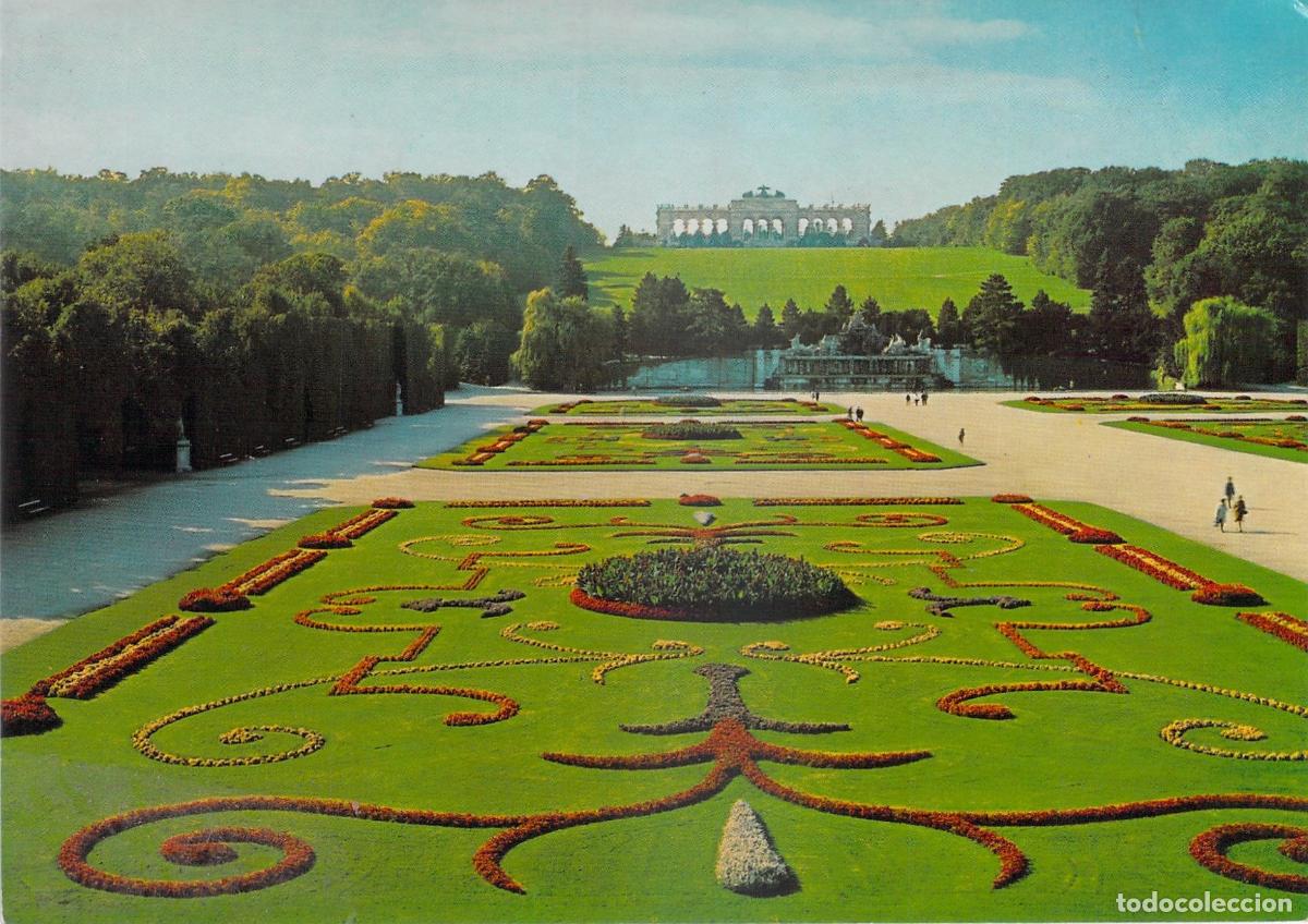 Postkarten: Postal Sch&ouml;nbrunn Viena, Jardines, Fuente de Neptuno y Glorieta